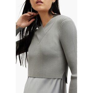 All Saints HANA Crop Rib Sweater Womens Medium NWT Ribbed Slim Fit Hi-Low
